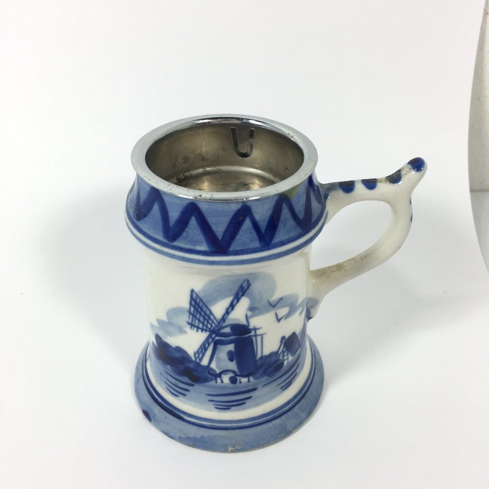 Miniature Delfts Blue and White Mug Windmill Farm Decorative Collectible